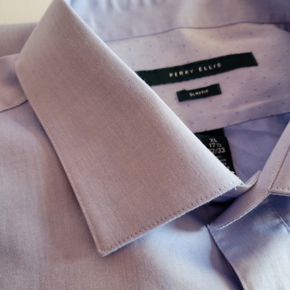 Perry Ellis Men's Slimfit Dress Shirt Blue Size Extra Large - Picture 4 of 5